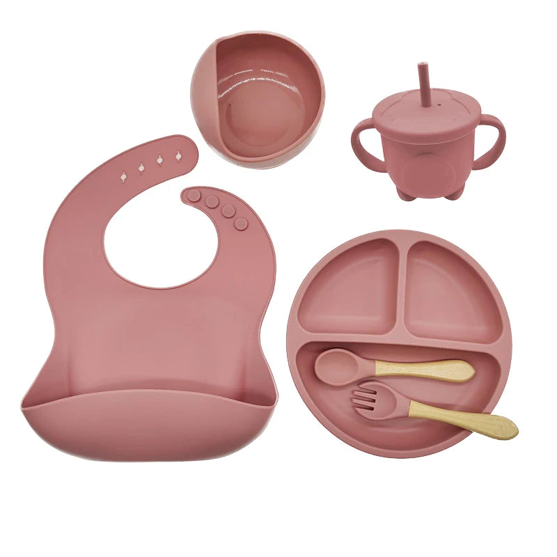 Baby silicone tableware set 6-8 piece weaning feeding kit