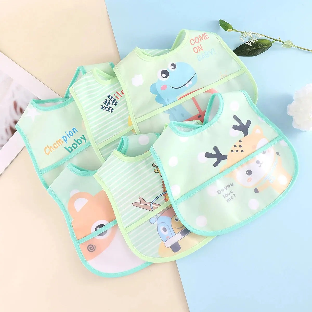 Baby Cartoon Animal Bibs – 3pcs/5pcs Waterproof Set | 0–3Y - photo 7