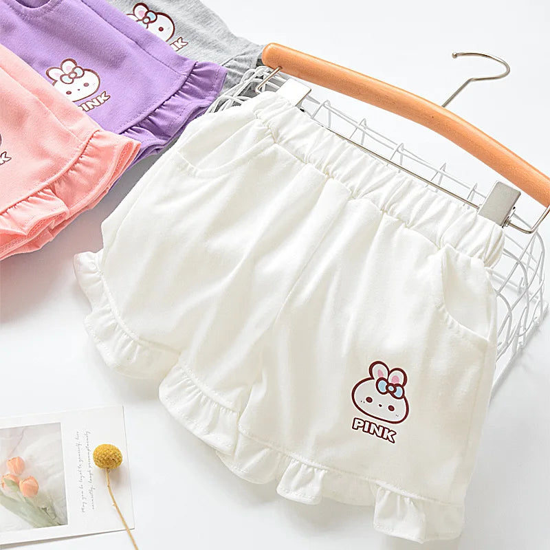 Girls Cotton Print Frill Shorts Cute Bow Ruffle - photo 4
