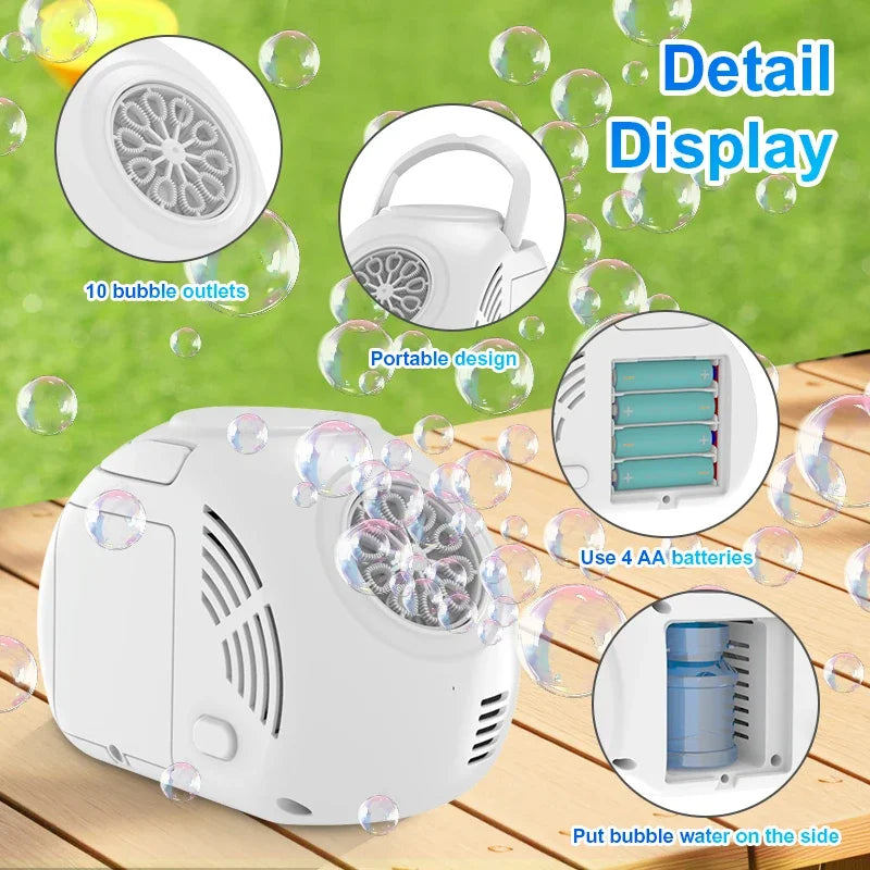 Handheld electric bubble blower machine toy for kids parties and outdoor play