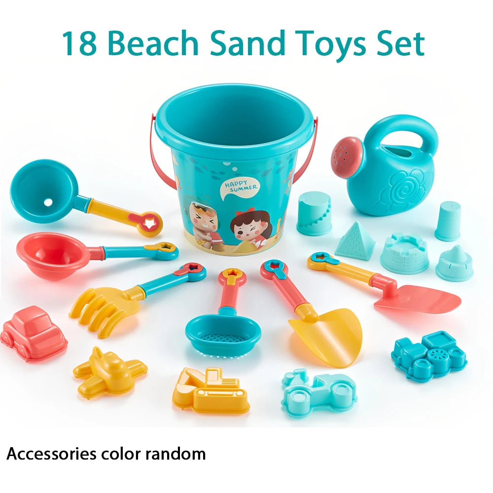 18-Piece Beach Sand Toy Set — Bucket, Spade, Moulds & Watering Can | 3Y+ - photo 6
