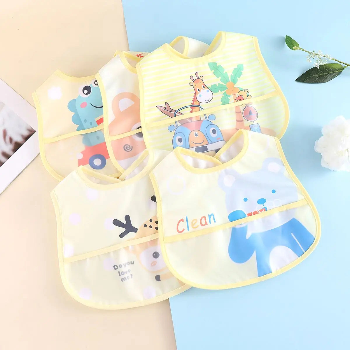Baby Cartoon Animal Bibs – 3pcs/5pcs Waterproof Set | 0–3Y - photo 9