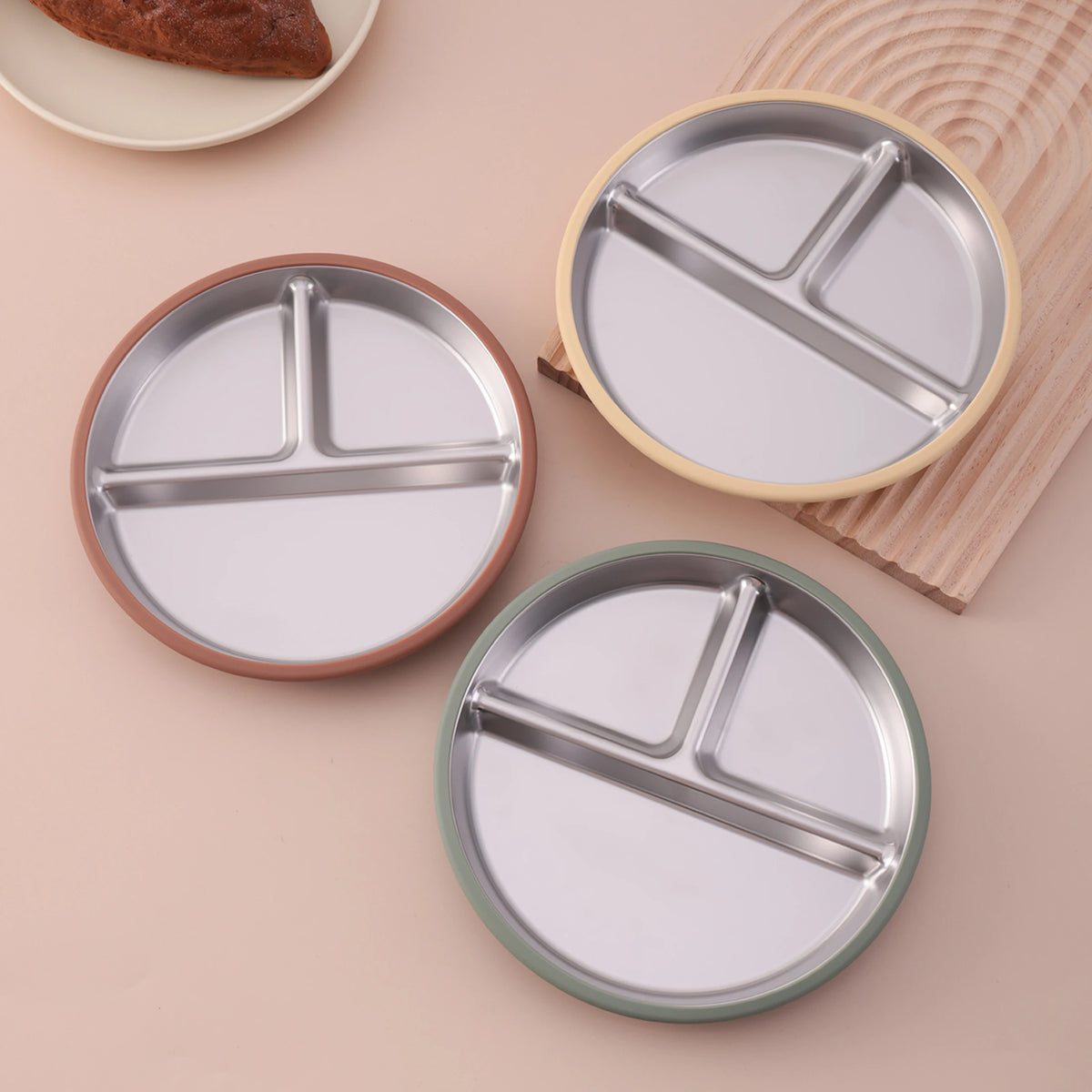Stainless steel suction plate detachable baby feeding dish