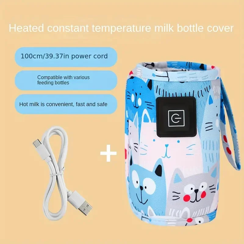 Portable USB Bottle Warmer with Insulated Bag – Travel-Friendly Milk Heater for Babies