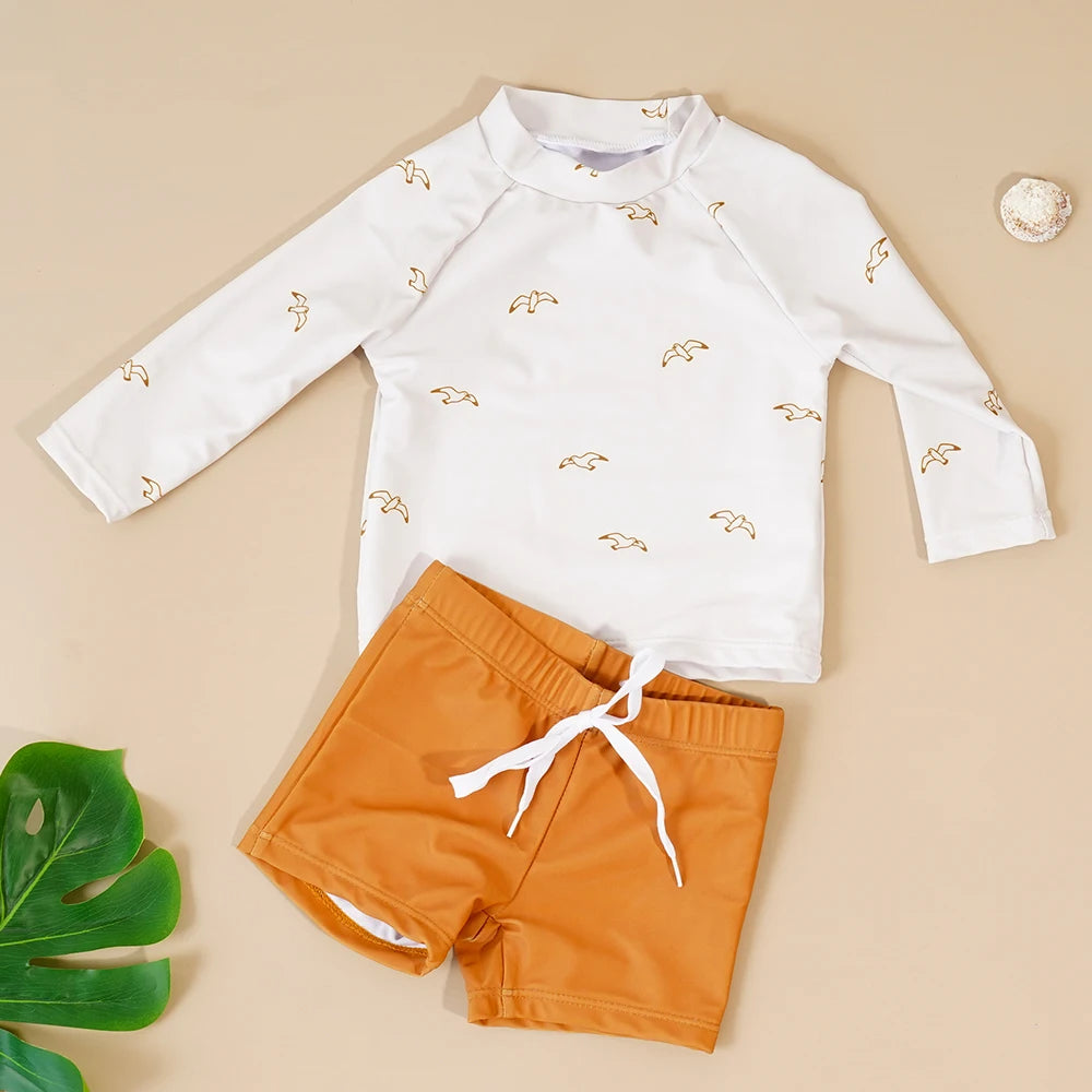 Baby long sleeve swimsuit rash guard bodysuit for pool and swim lessons
