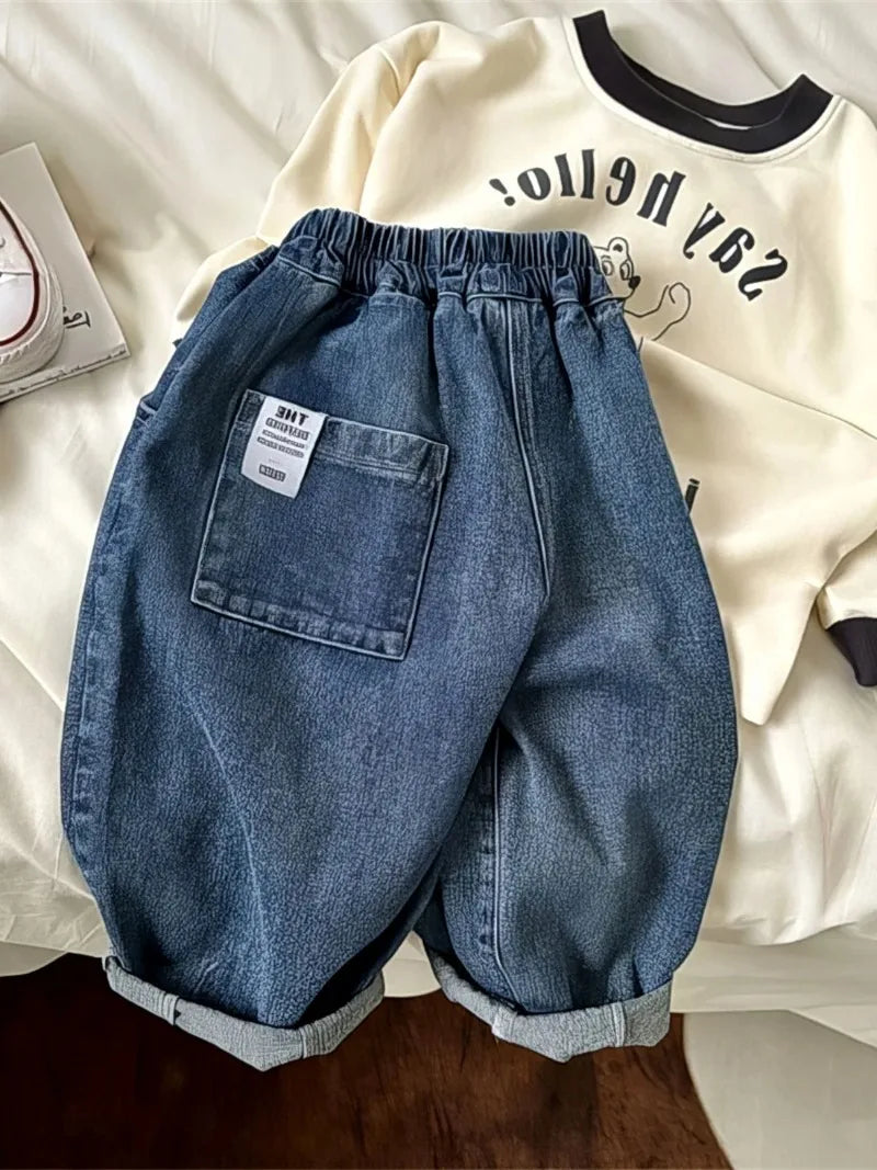 Cotton Denim Harem Pants - Kindle Kids ABC - view 3
