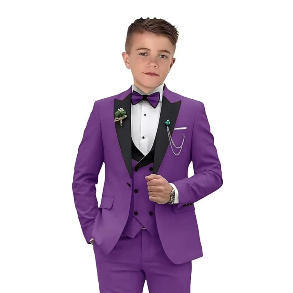 Boys 3-Piece Tuxedo Suit – Notch-Lapel Blazer Set | 3T–14Y - photo 5