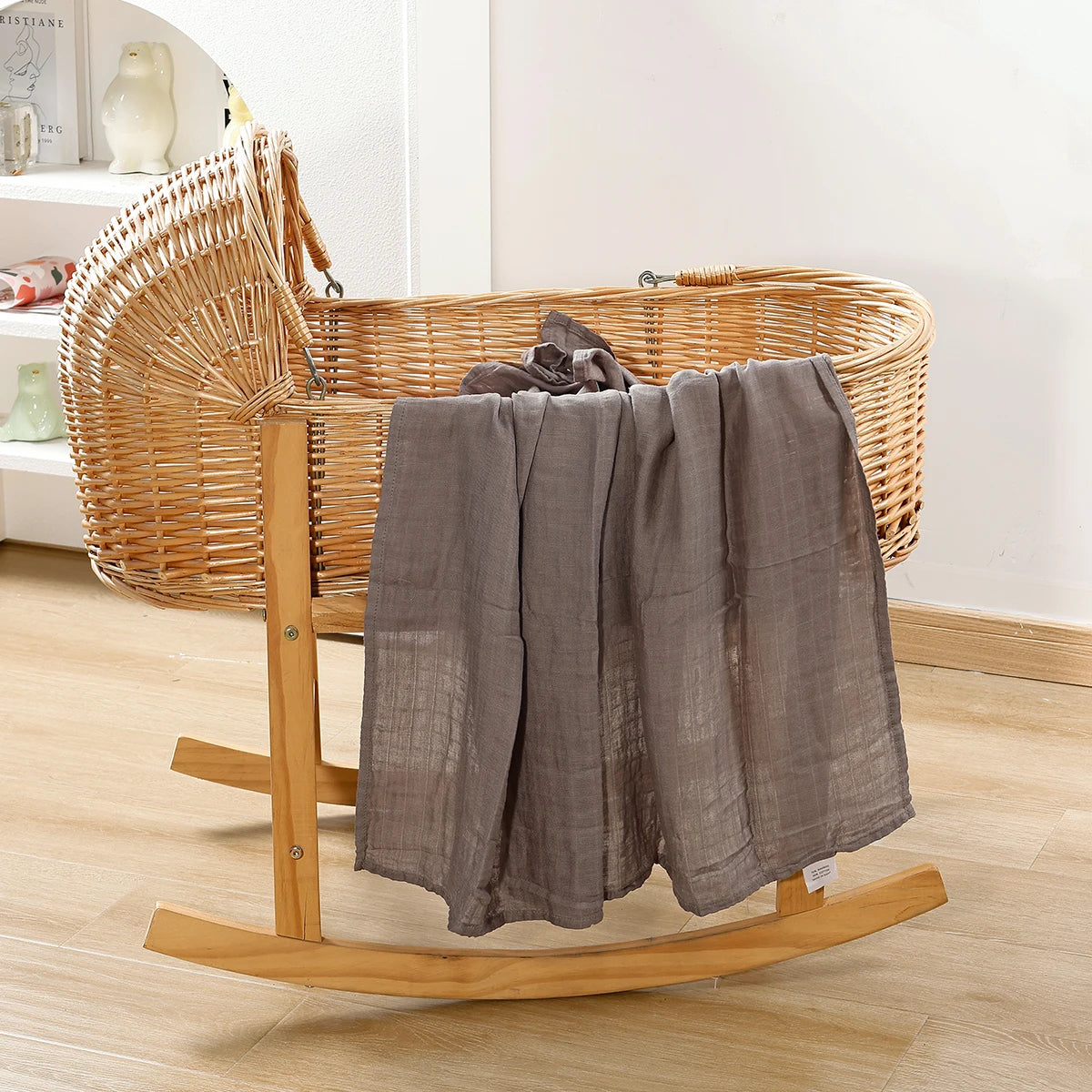 Solid Bamboo Cotton Muslin Baby Swaddle - Kindle Kids ABC - view 3