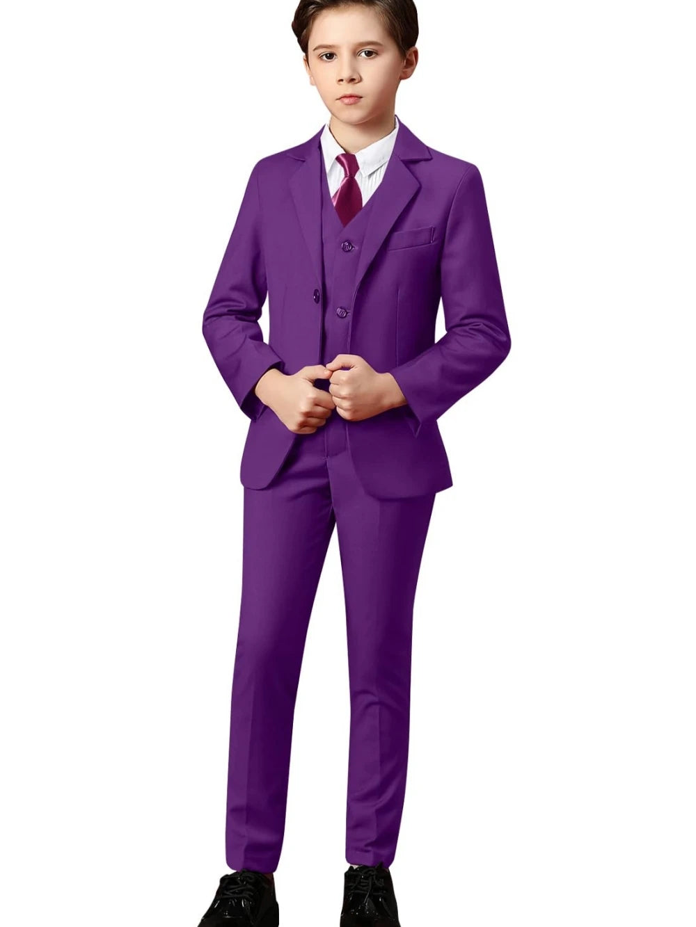 Boys Formal Suit 3-Piece 2-12Y — Notched Lapel Wedding Ring Bearer Outfit - photo 7