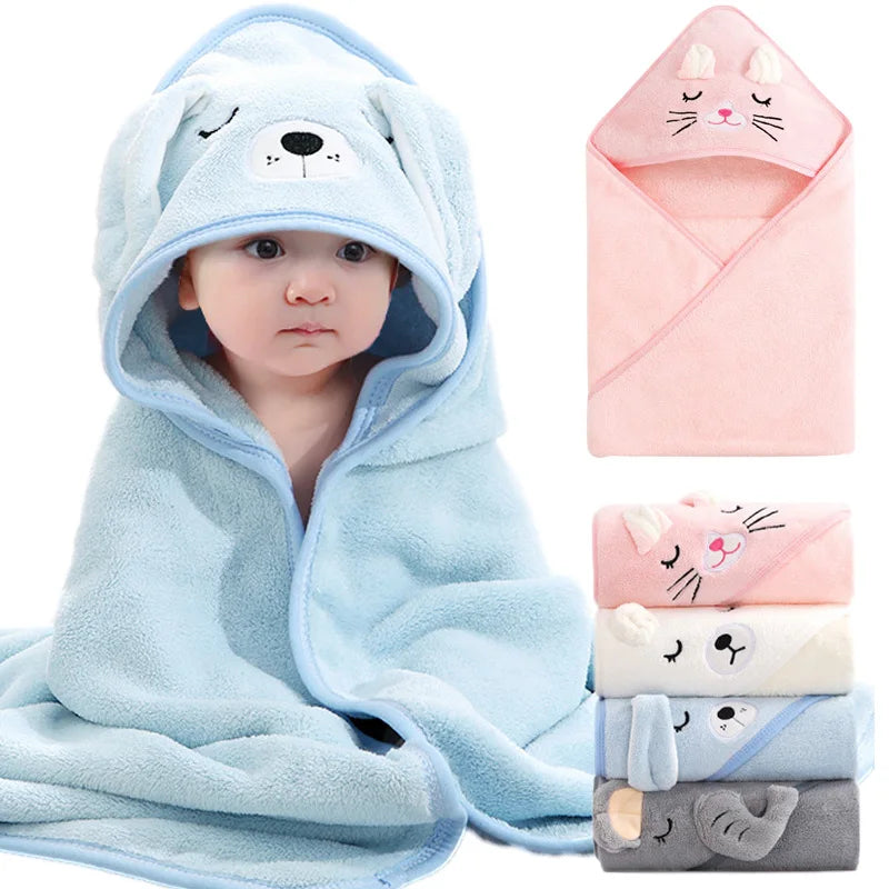 Baby hooded bath towel soft cartoon animal wrap