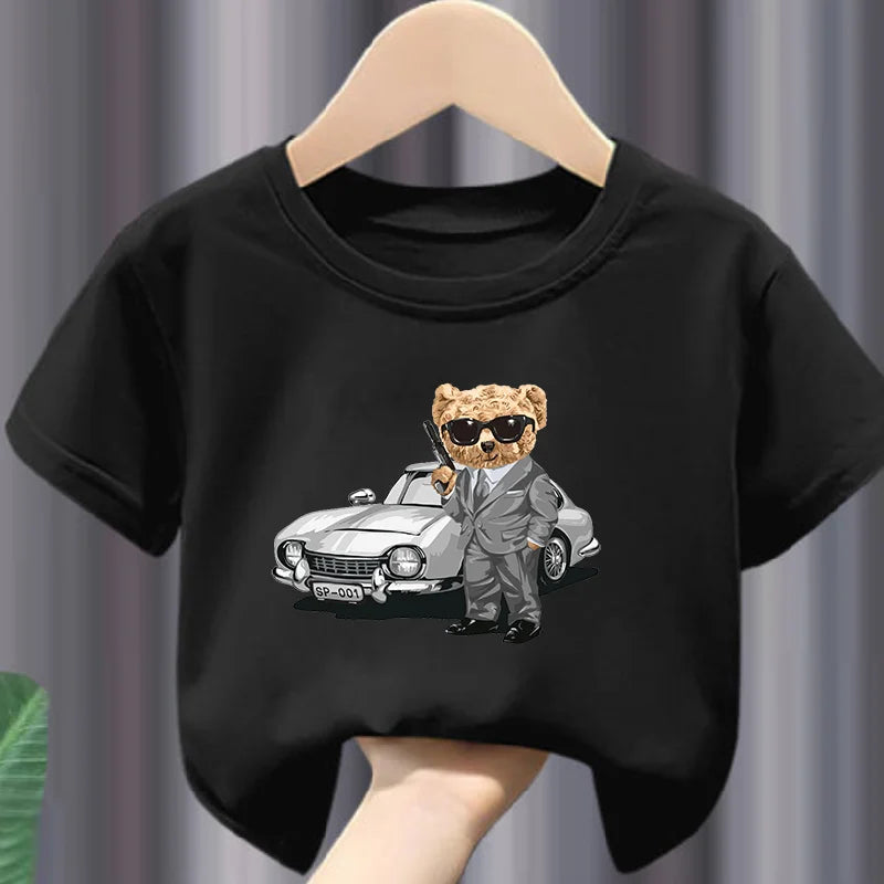 Teddy bear print cotton t-shirt, kids summer casual tee - Kindle Kids ABC - view 14
