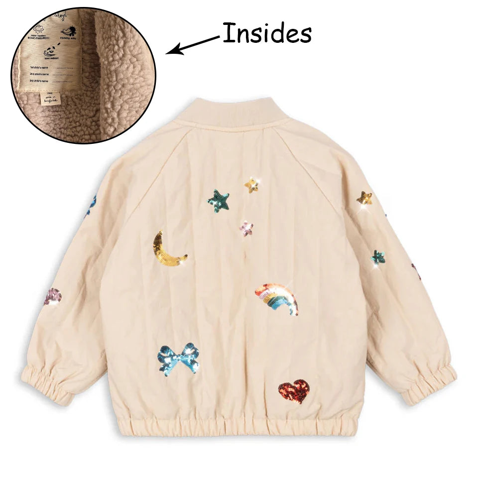 Baby Cotton Fleece Jacket — Lambswool Embroidered Coat | 6M–7Y