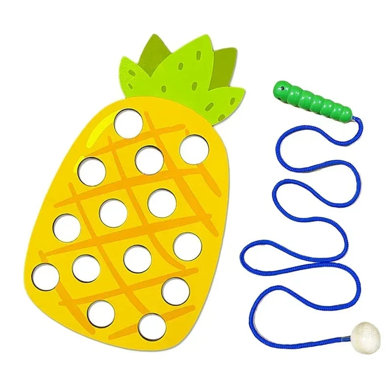 Wooden lacing threading fruit beads fine motor toy - photo 8