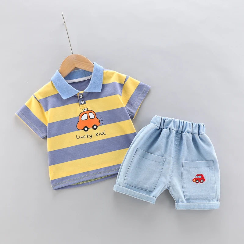 Boys' Polo Shirt & Denim Shorts Set – 2-Piece Summer Outfit - photo 2
