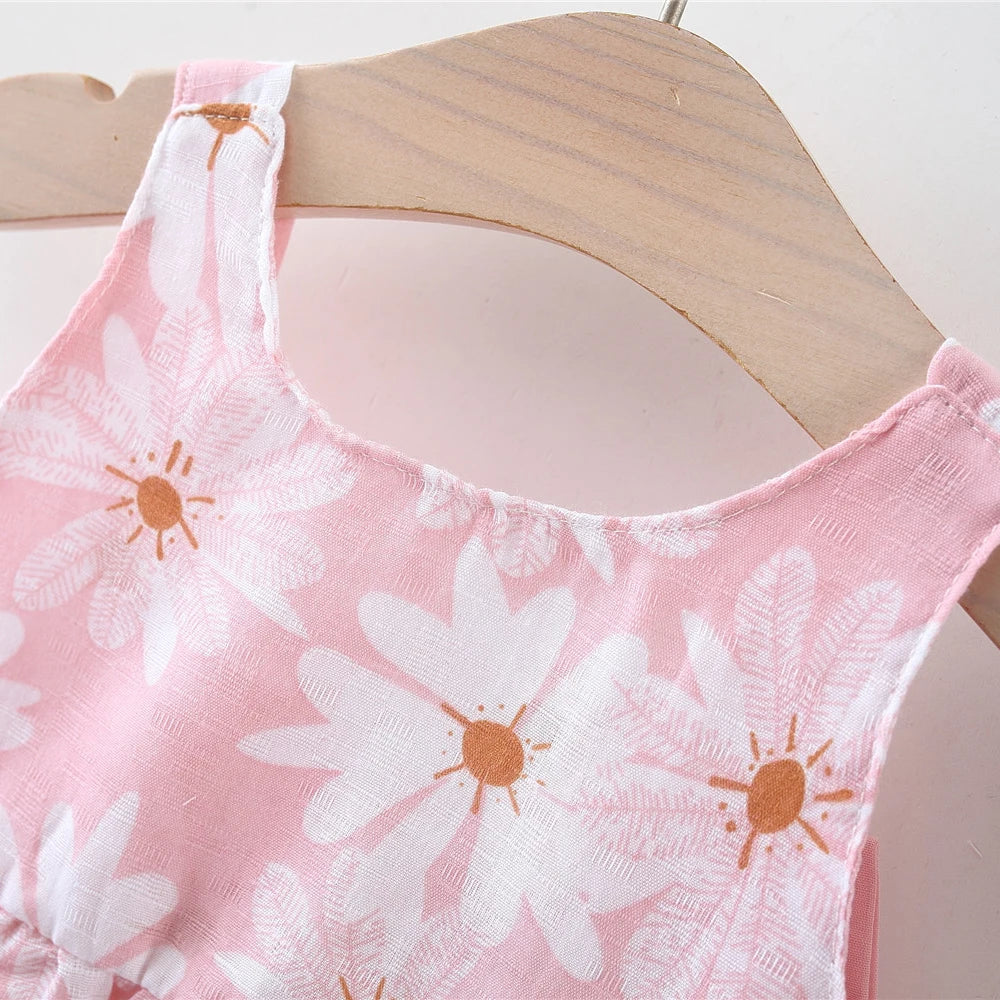 Baby Girl Floral Dress – Sleeveless Summer Dress with Bow Detail | 6M–3Y
