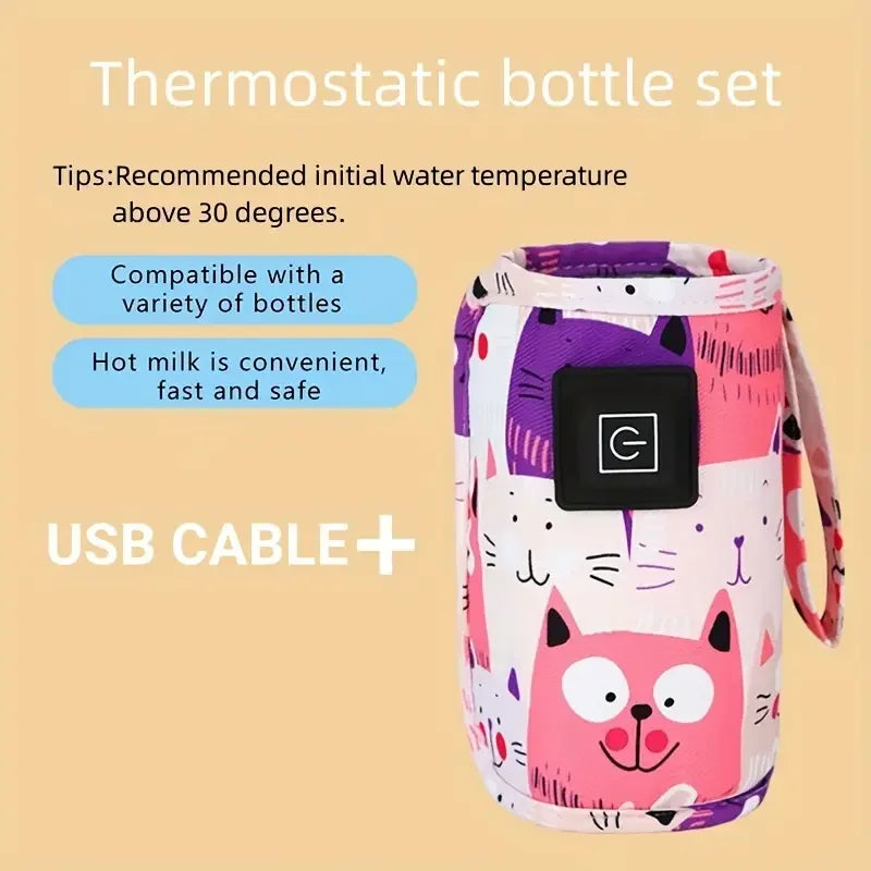 Portable USB Bottle Warmer with Insulated Bag – Travel-Friendly Milk Heater for Babies
