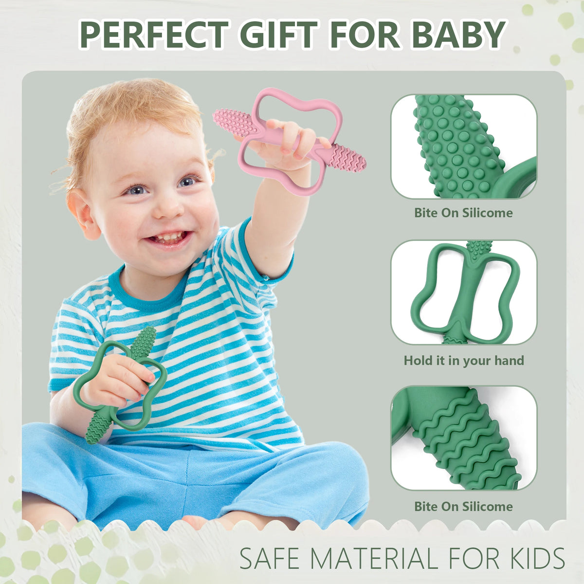Baby teething toys easy-grip food-grade silicone set