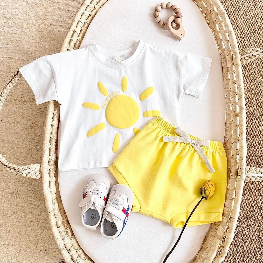 Baby Cotton Sunflower Tee & Shorts Set 6M-3Y - photo 6