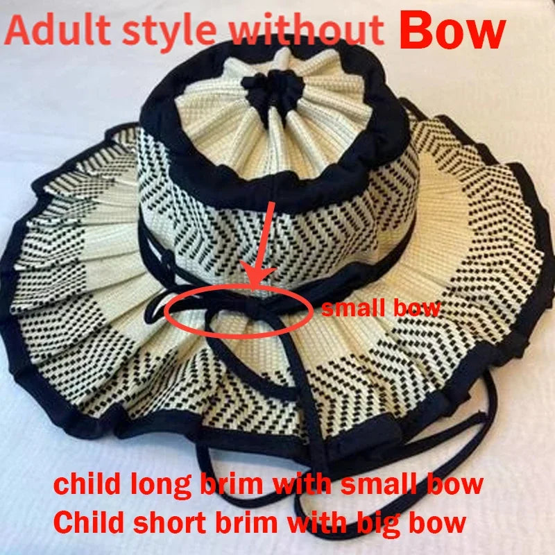 Panama Straw Sun Hat - Foldable Hand-Woven with Plaid Bow - Kids & Adults - photo 11