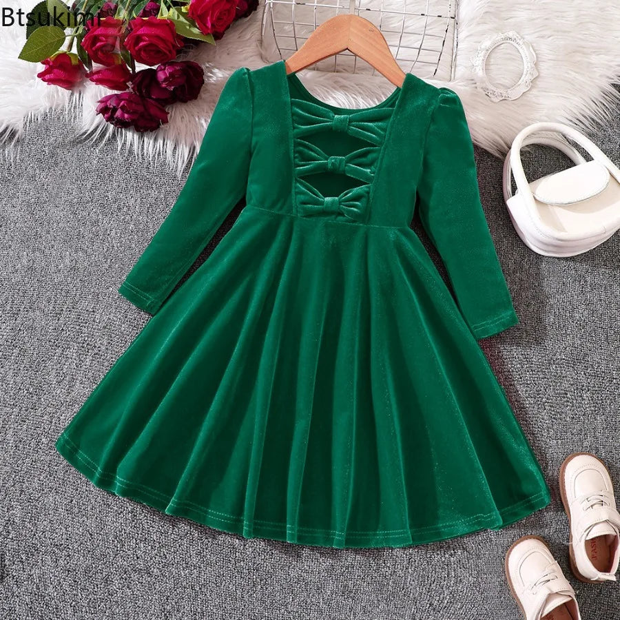 Girls' Velvet Bow Party Dress - Kindle Kids ABC - view 2