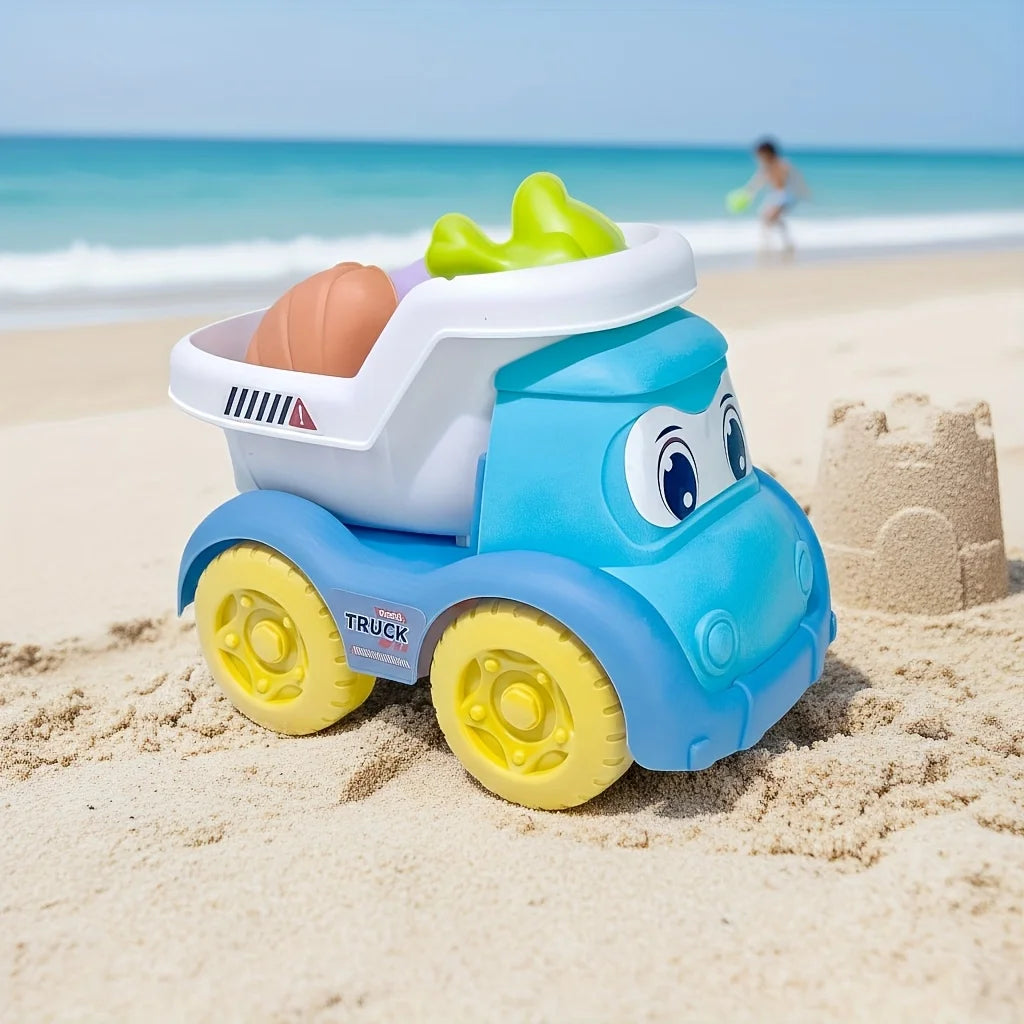 Blue dump truck beach sand toy