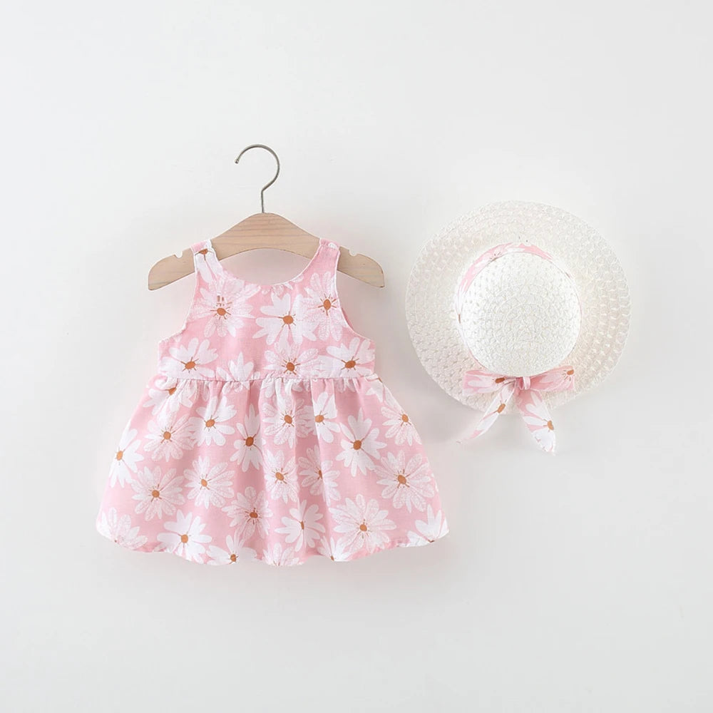 Baby Girl Floral Dress – Sleeveless Summer Dress with Bow Detail | 6M–3Y