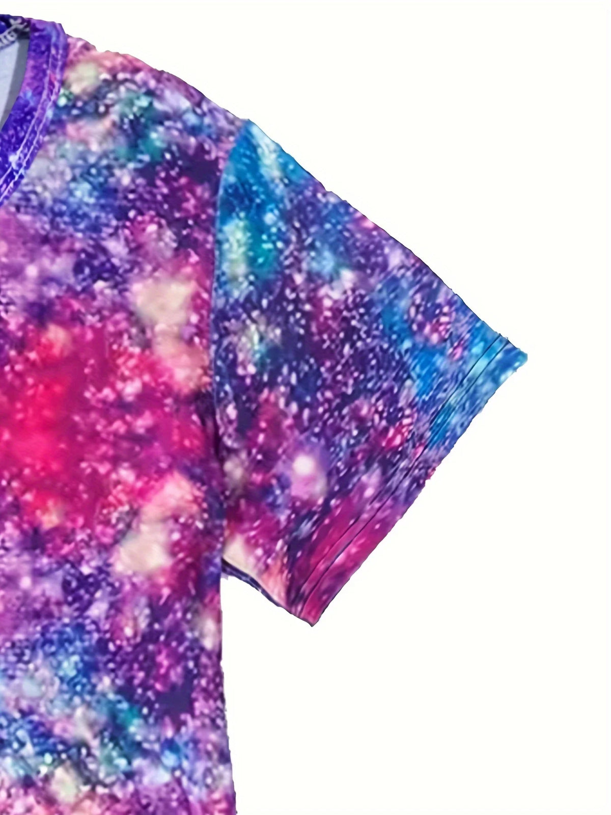 Close-up of galaxy print short sleeve