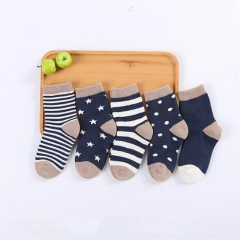 Kids Striped Cotton Socks - 5 Pairs Unisex All-Season - photo 6
