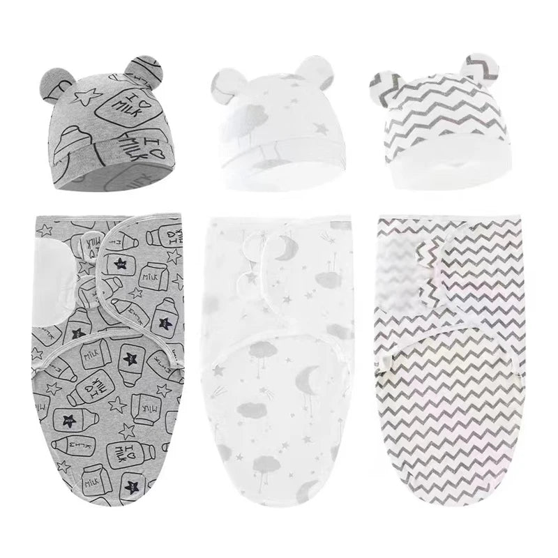 Cotton Baby Swaddle Wrap & Hat Set - Kindle Kids ABC