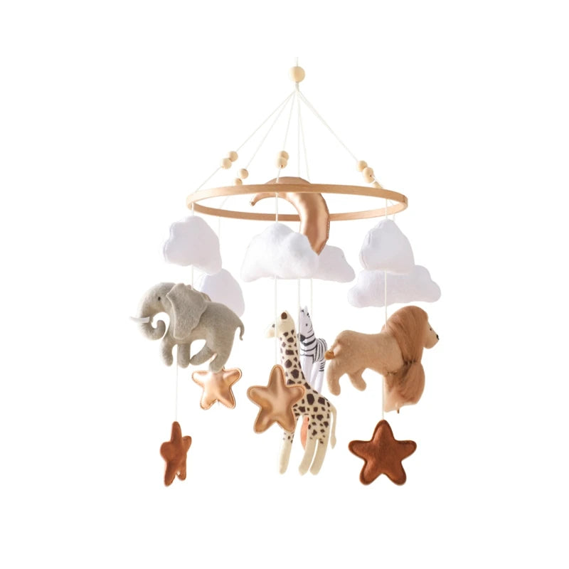 Wooden Crib Mobile with Bear, Moon & Stars — Nursery Bed Bell Toy