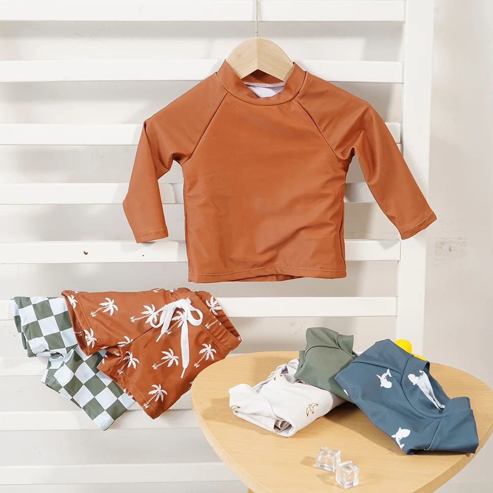 Baby long sleeve swimsuit rash guard bodysuit for pool and swim lessons