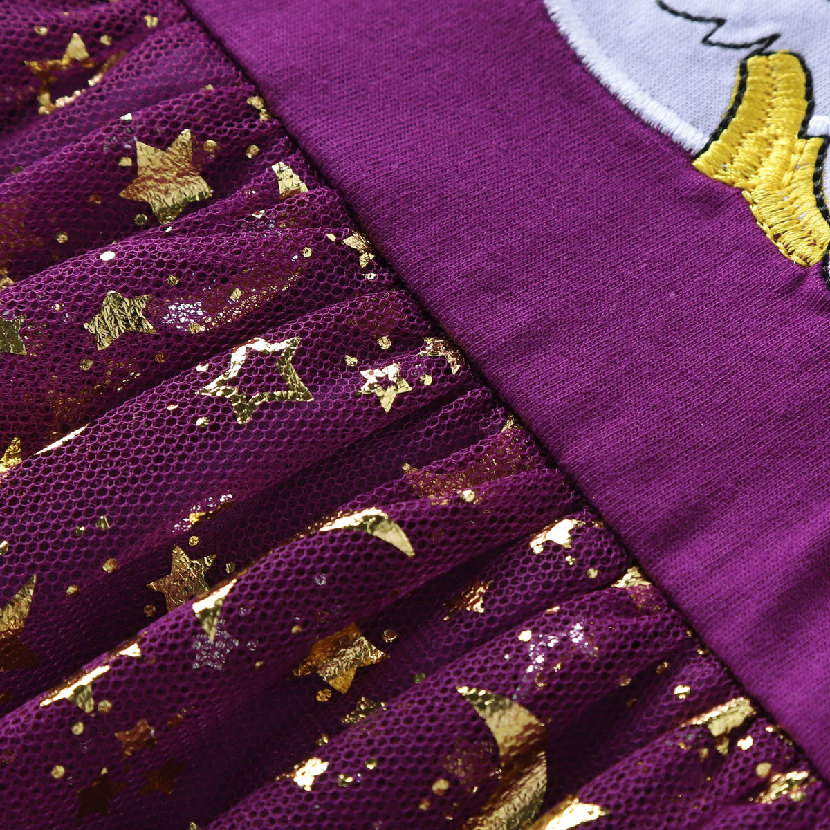 Glitter gold star tulle skirt detail