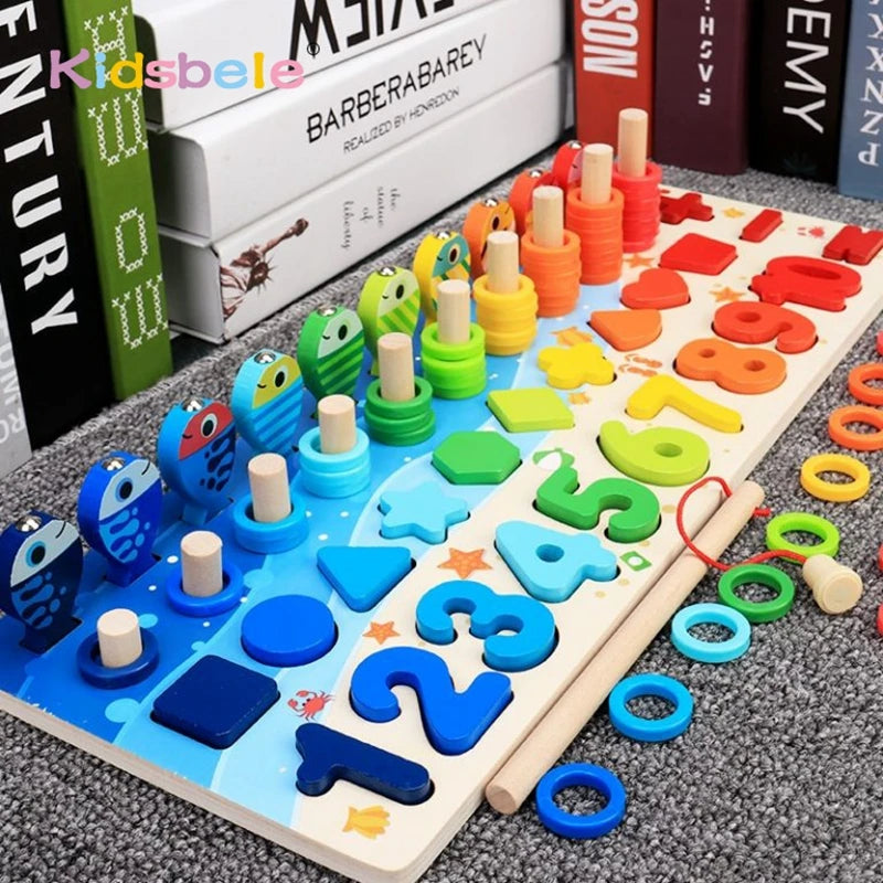 Wooden math numbers counting puzzle board - photo 1