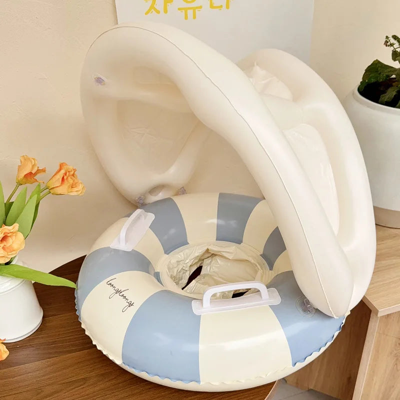 Baby pool float seat inflatable ring with sunshade, ages 6M-3Y - photo 3