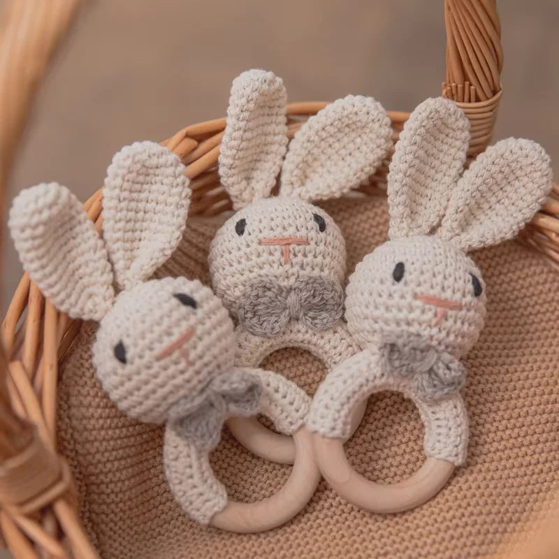 Crochet and wood baby rattle teether – photo 2