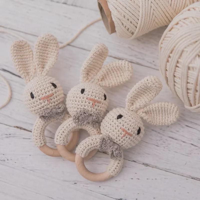 Crochet and wood baby rattle teether – photo 4