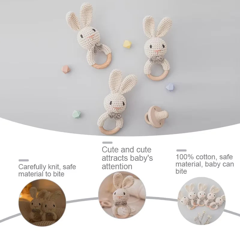 Crochet and wood baby rattle teether – photo 5