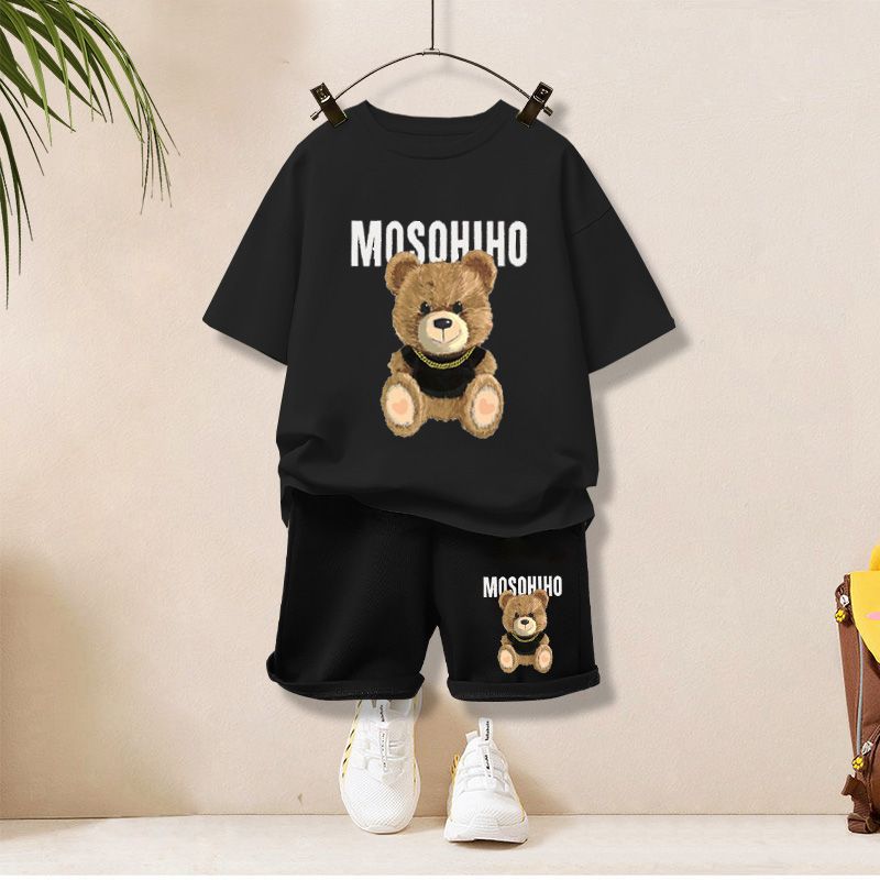 Kids Cotton T-Shirt & Shorts Set – Fun Animal & Bear Prints | 16 Designs | 3–8Y - photo 2