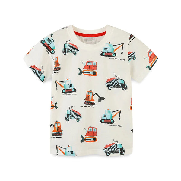 Kids Cartoon Excavator Cotton T-Shirt - photo 1