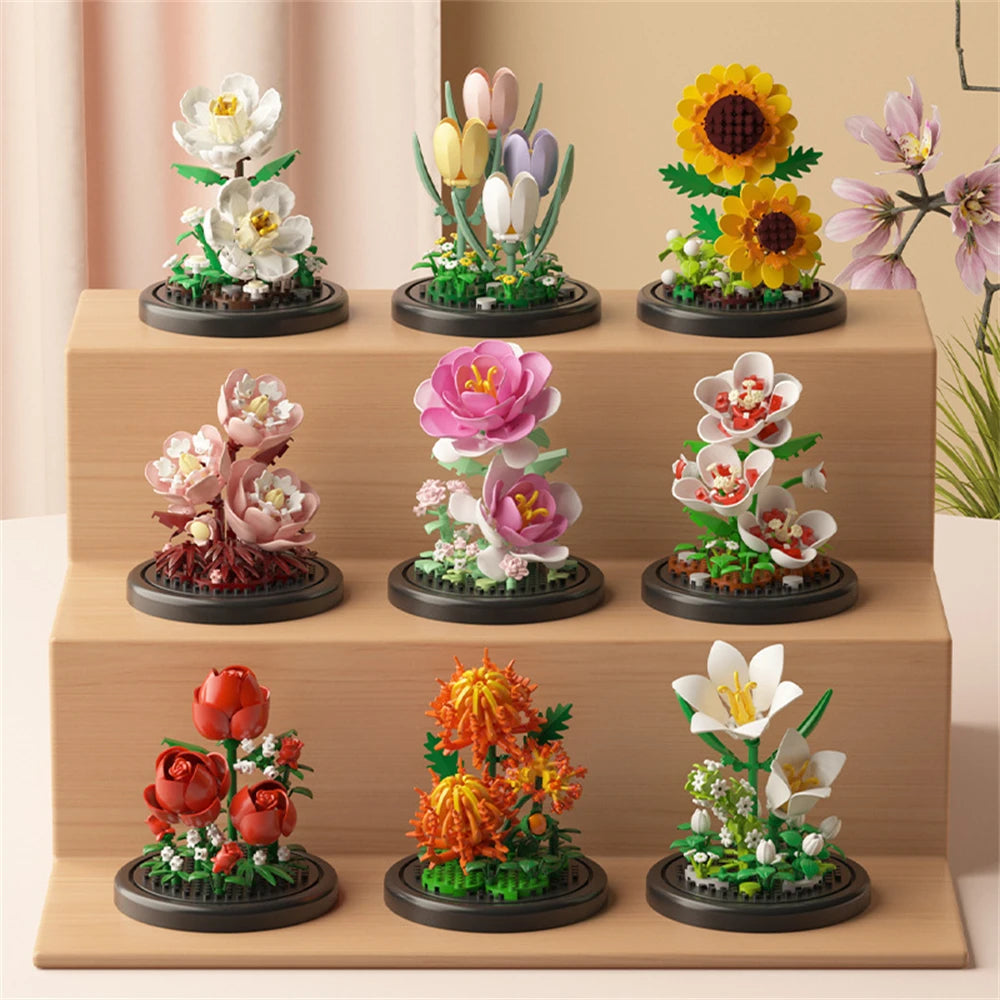Flower pot building blocks micro brick bonsai kit, kids 6-12Y - photo 2