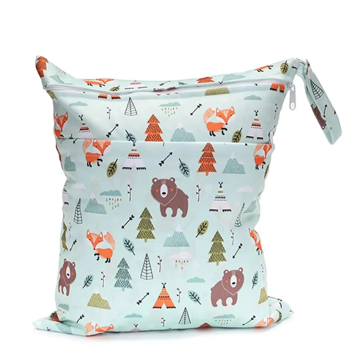 Wet Dry Diaper Bag Waterproof Reusable Pouch - woodland print