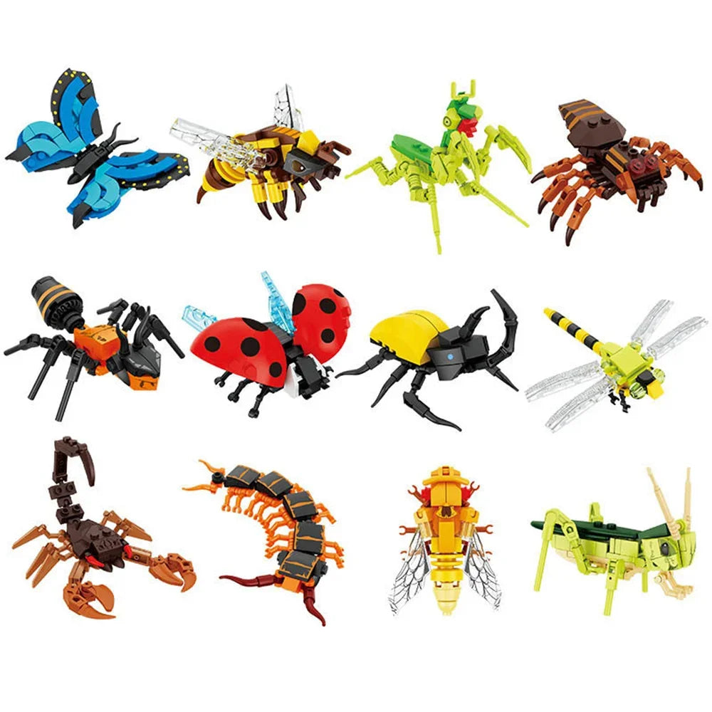 Insect building blocks bee ant butterfly brick set, kids 5-10Y - photo 2