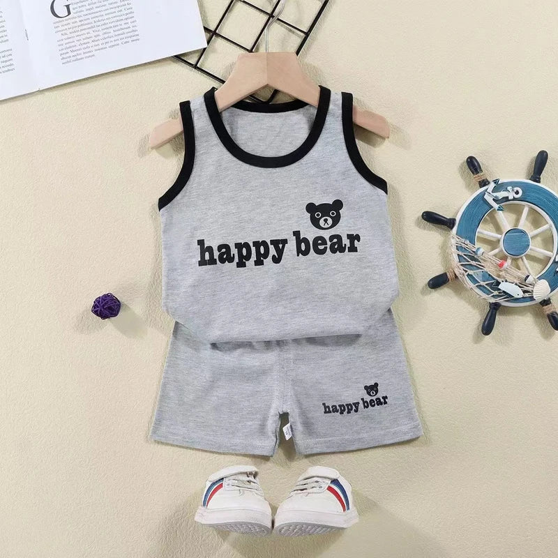 Kids summer sleeveless cotton vest and shorts set, ages 9M-8Y - photo 2