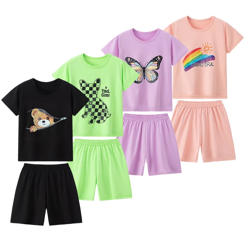 Kids summer tee and shorts soft cotton outfit set - photo 3