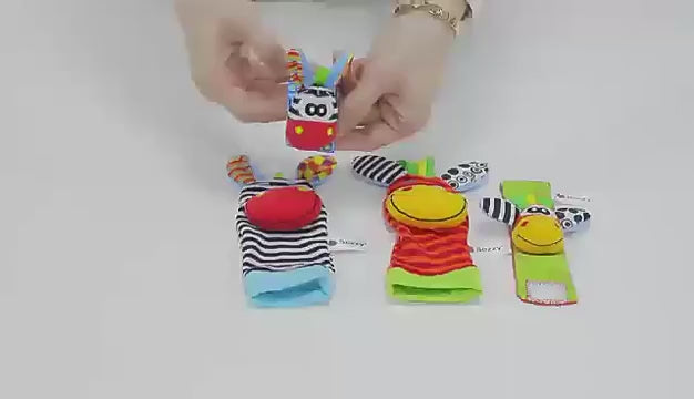 Baby Wrist Rattles & Animal Socks Set – Sensory Toys for Newborns (0–12M)