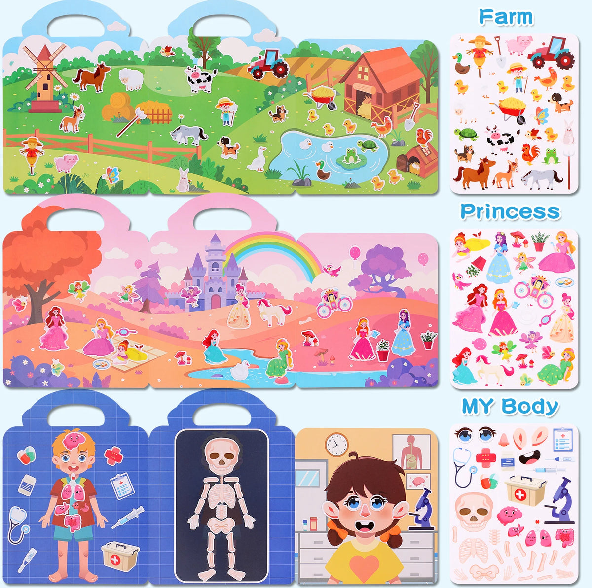 Reusable sticker book set, Montessori travel toy - photo 4