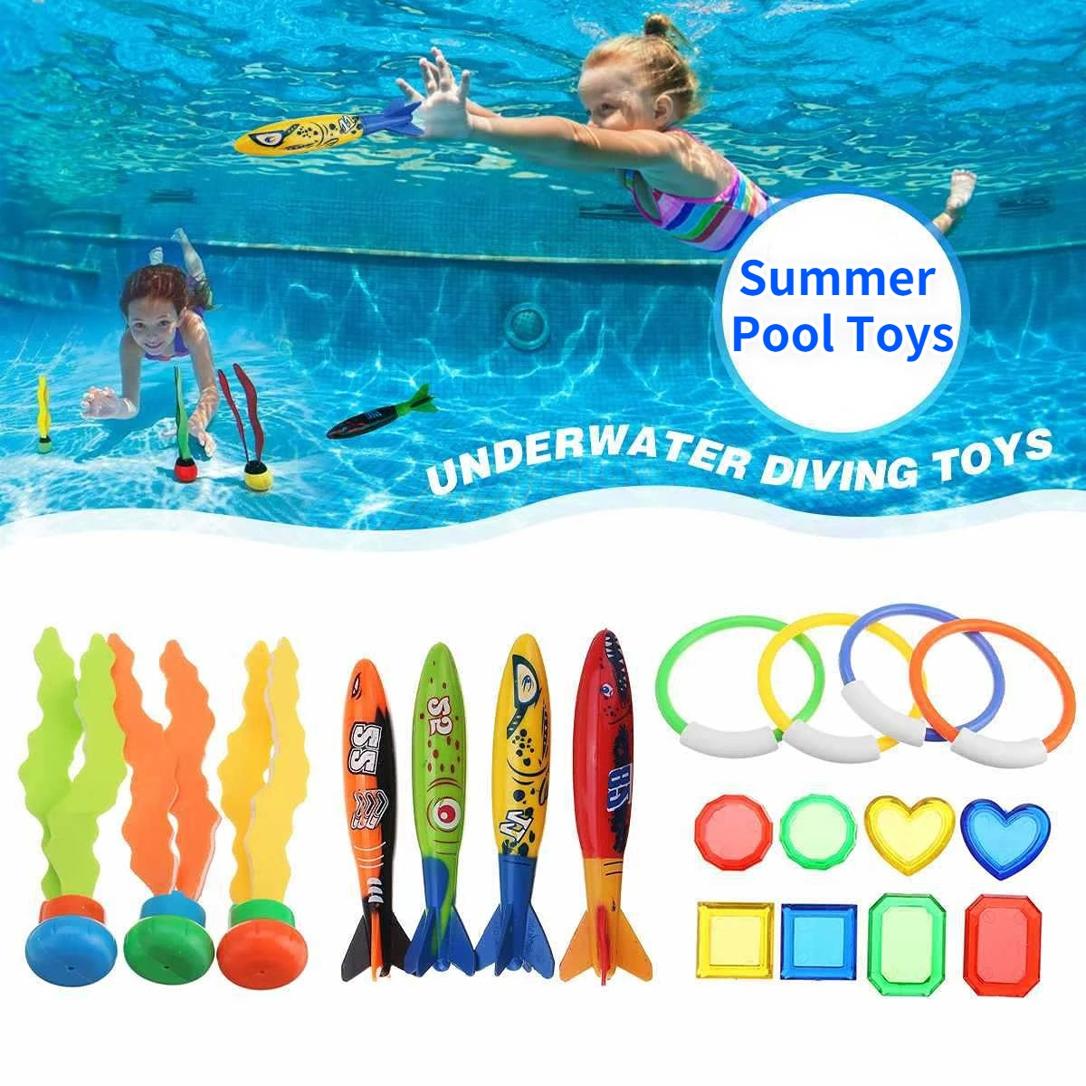 Shark rocket dive toys for pool and bath water games