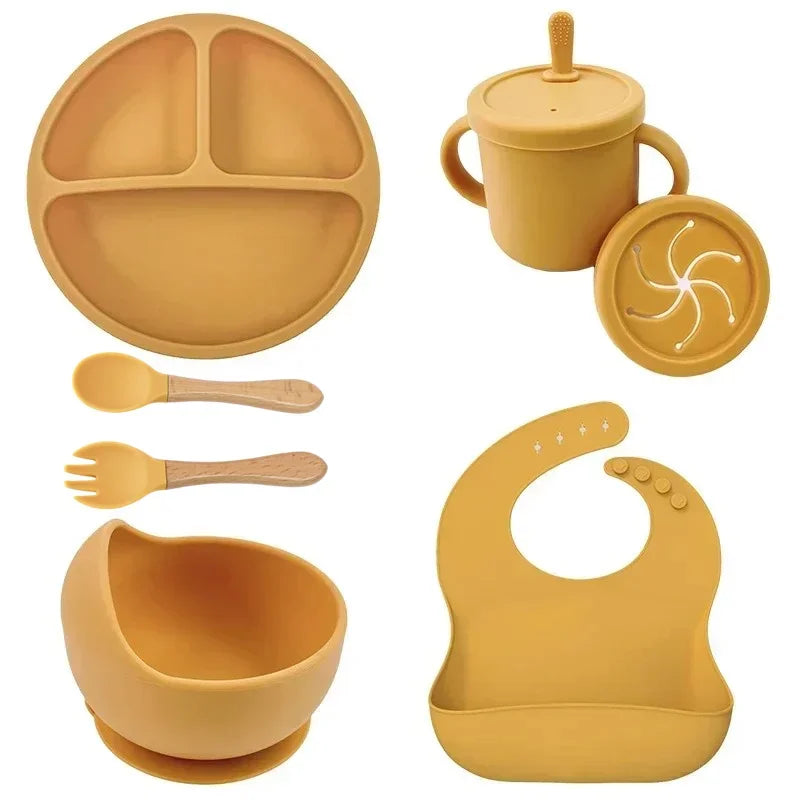 Silicone baby feeding set with suction plate, bowl and spoon - photo 12