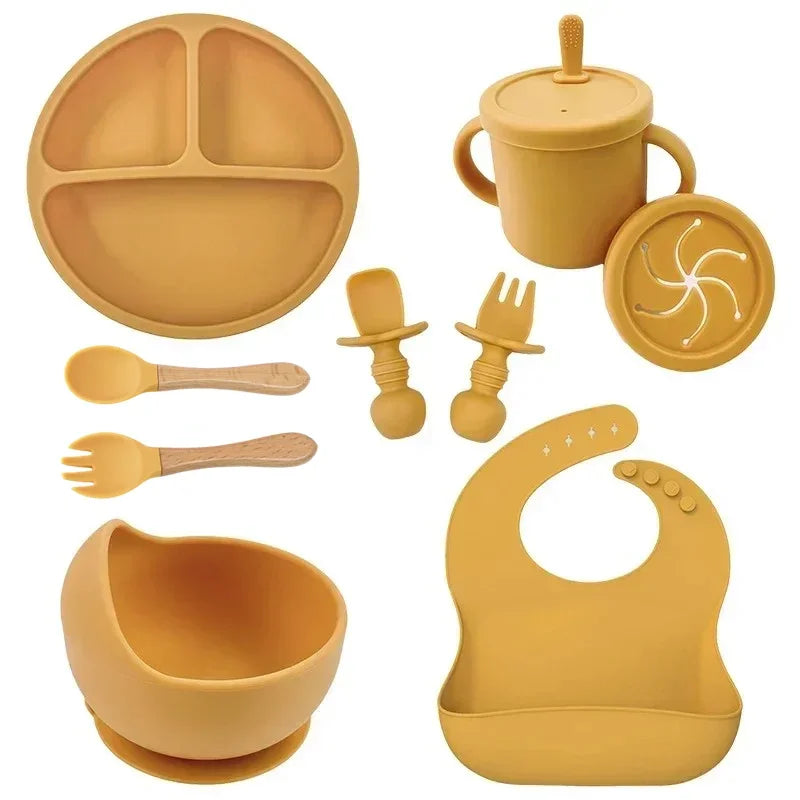 Silicone baby feeding set with suction plate, bowl and spoon - photo 16