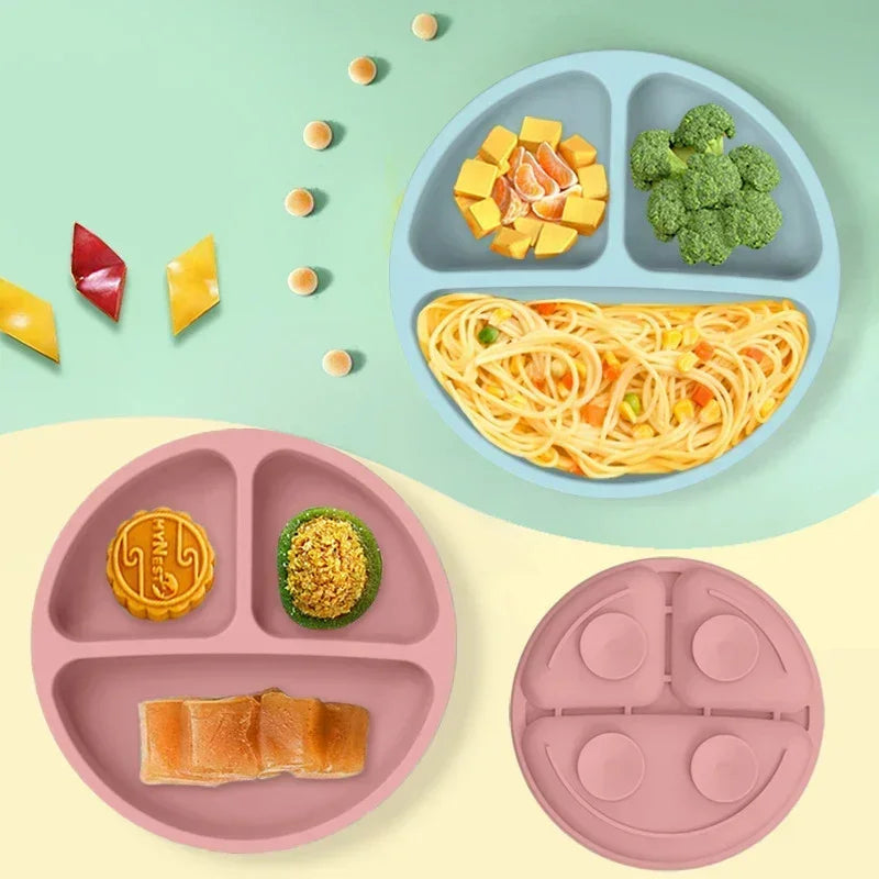 Silicone baby feeding set with suction plate, bowl and spoon - photo 2